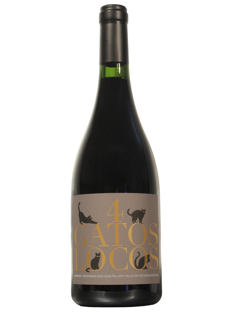 Botella de 4 Gatos Locos Cabernet Sauvignon de ALTANERA S.A. vista frontal