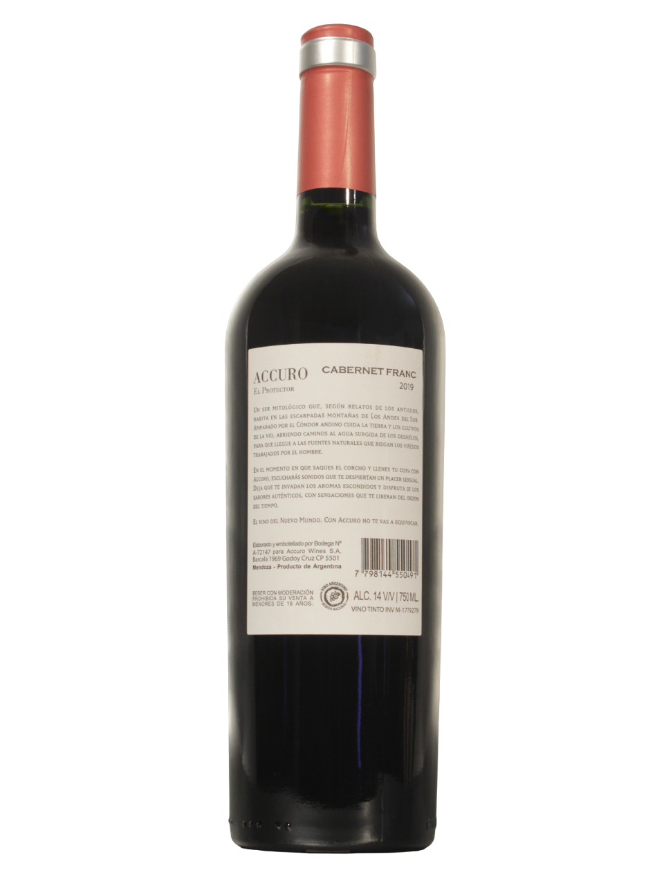 Accuro Cabernet Franc Dorso Botella de ACCURO Cabernet Franc de ACCURO WINES S.A. vista dorso