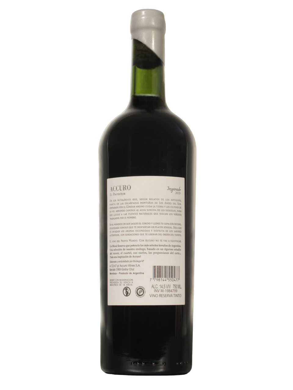 Accuro Inspirado Blend Dorso Botella de Accuro Inspirado Blend de ACCURO WINES S.A. vista dorso