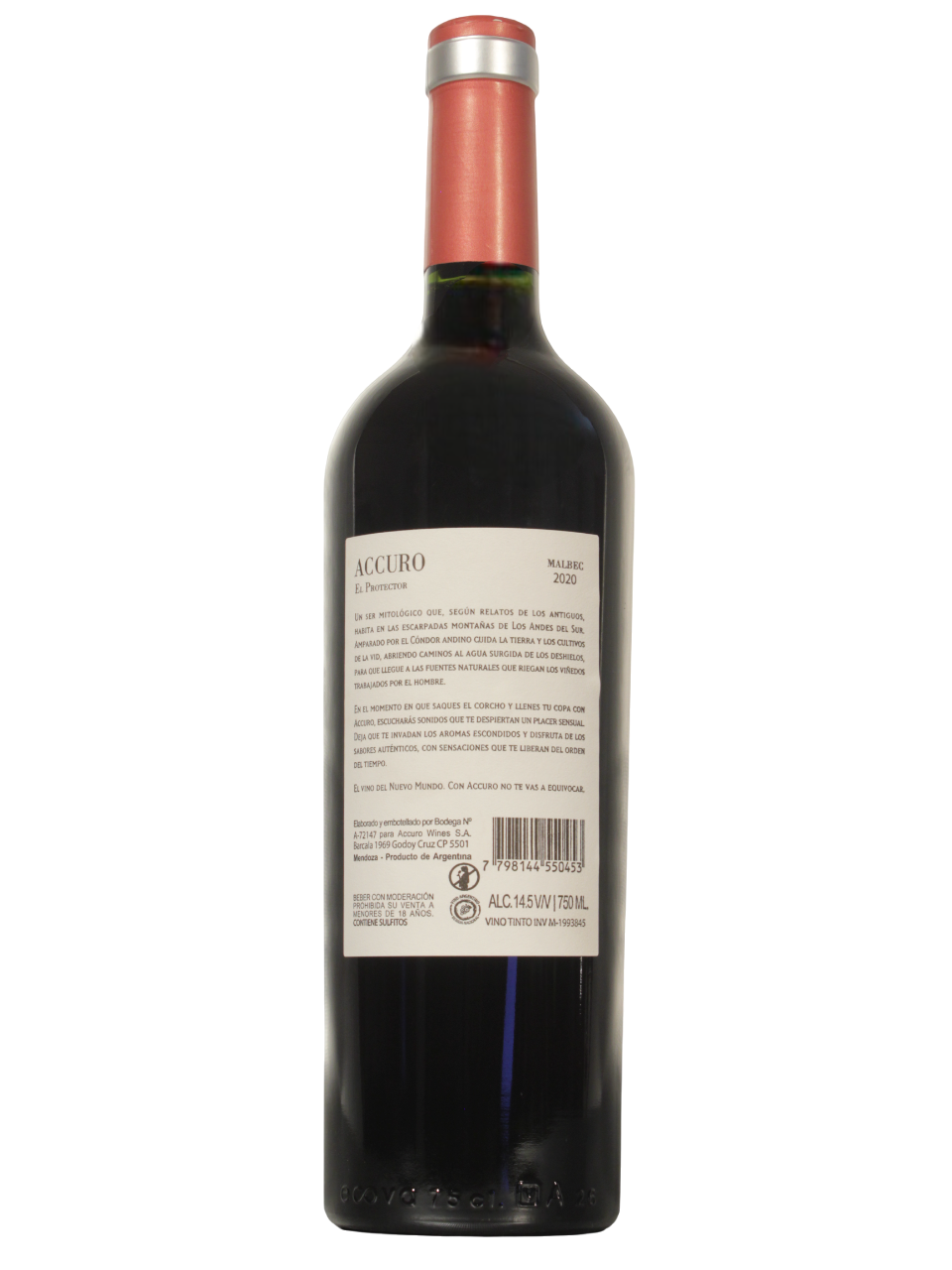 Accuro Malbec Dorso Botella de ACCURO Malbec de ACCURO WINES S.A. vista dorso