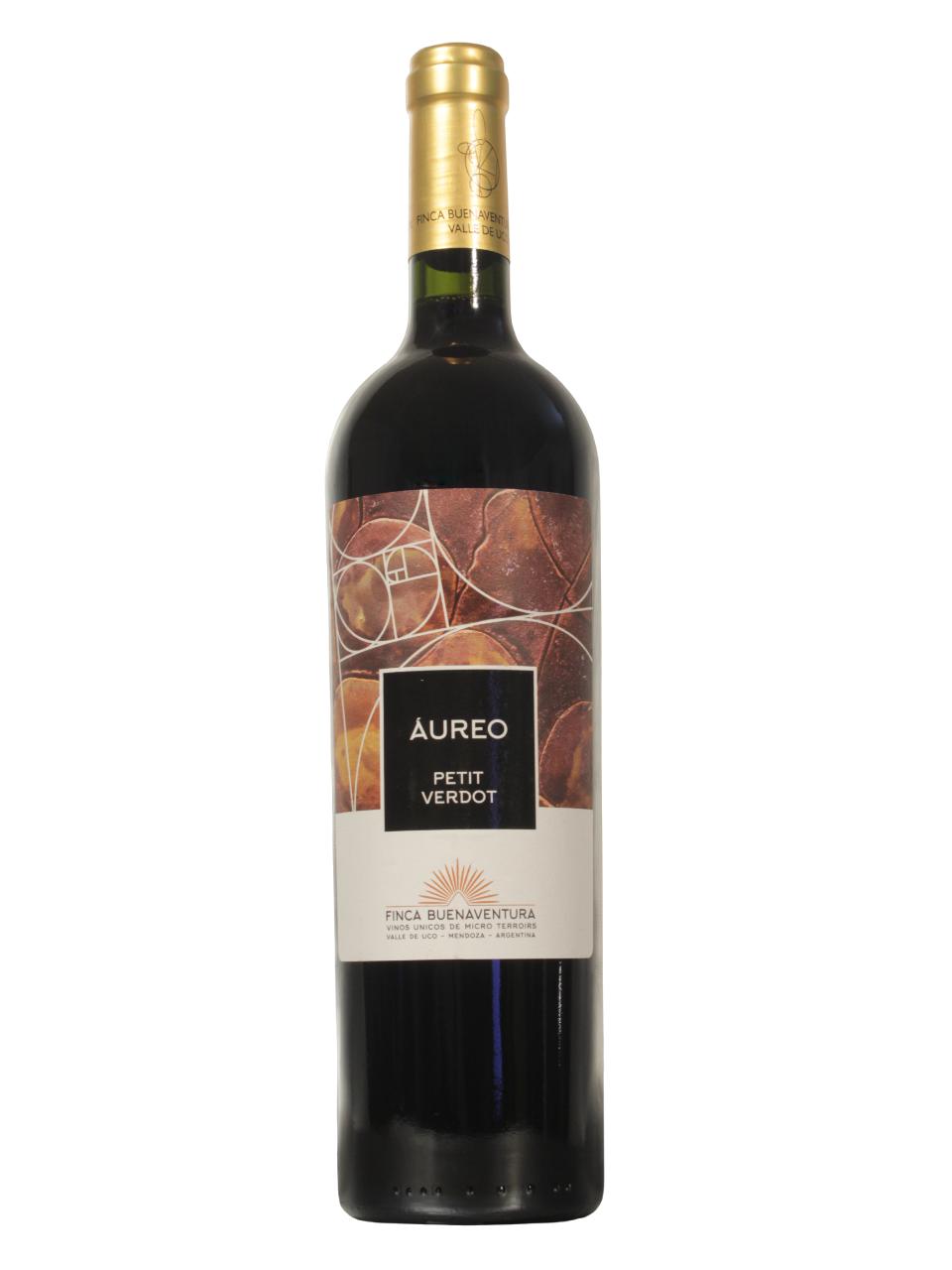 Botella de Aureo Petit Verdot de Finca Buenaventura S.A. vista frontal
