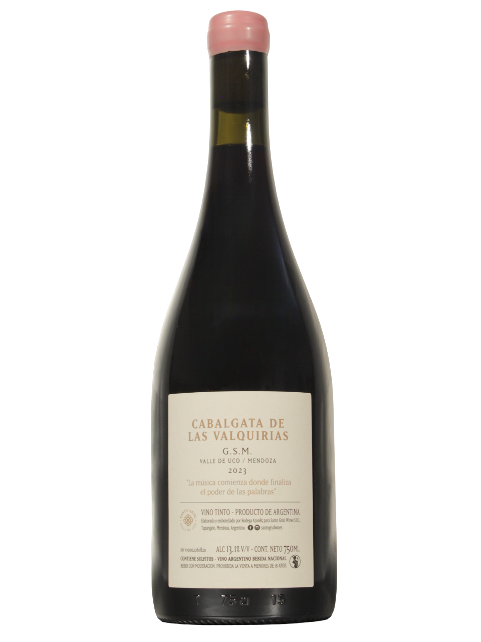 Cabalgatas de las Valquirias Blend Dorso Botella de Cabalgata de las Valquirias Blend G.S.M. de Santo Grial Wines vista dorso