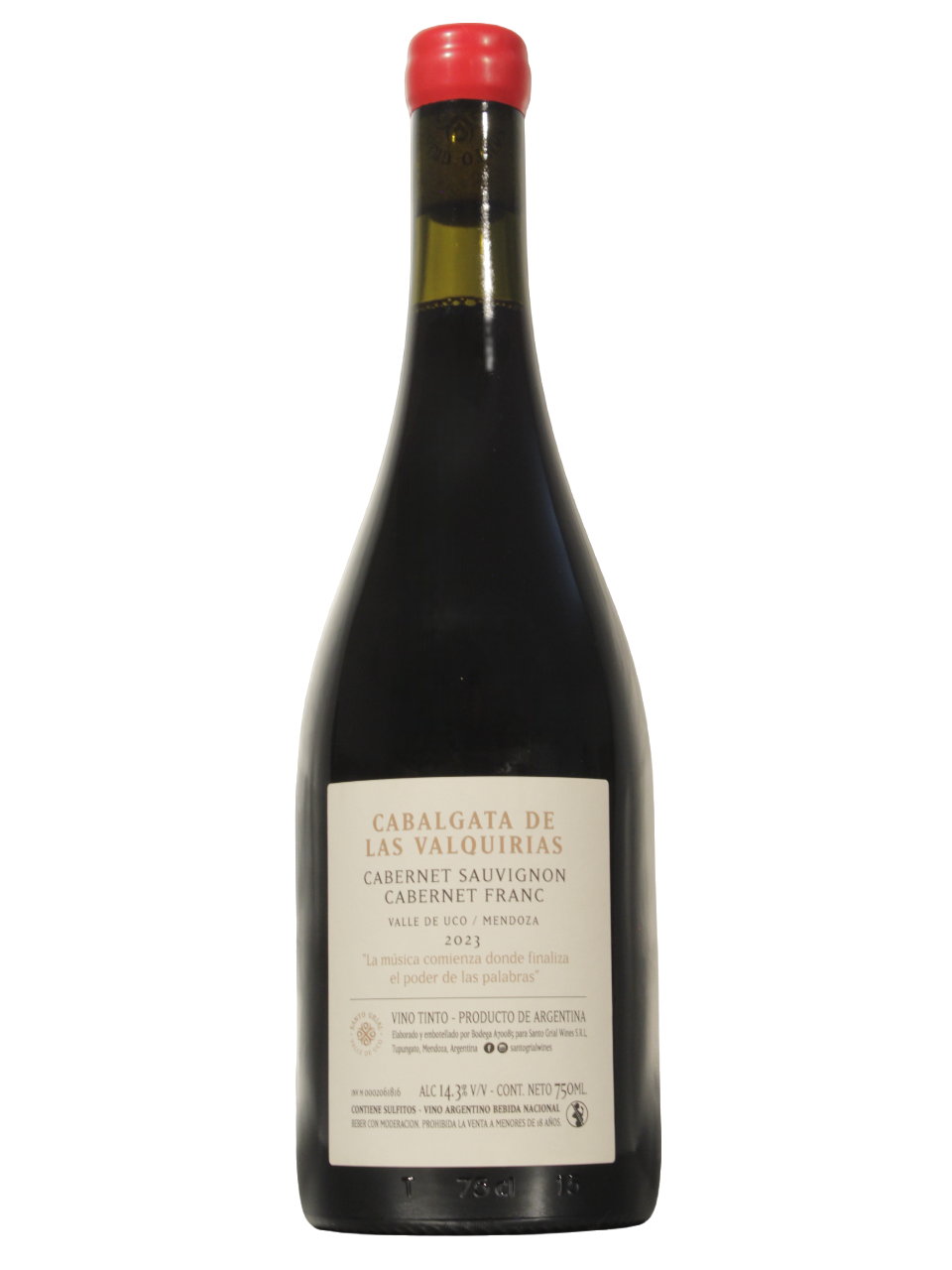 Cabalgatas de las Valquirias Cab Cab Dorso Botella de Cabalgatas de las Valquirias Cab-Cab de Santo Grial Wines vista dorso