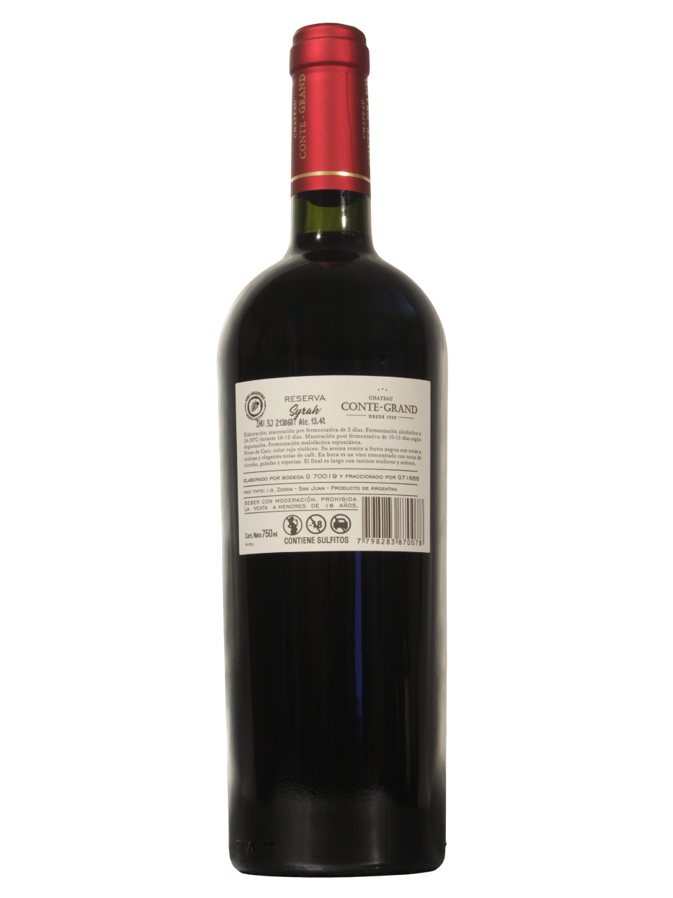 Conte Grand Syrah Dorso Botella de Conte Grand Syrah de Zulia SAS vista dorso