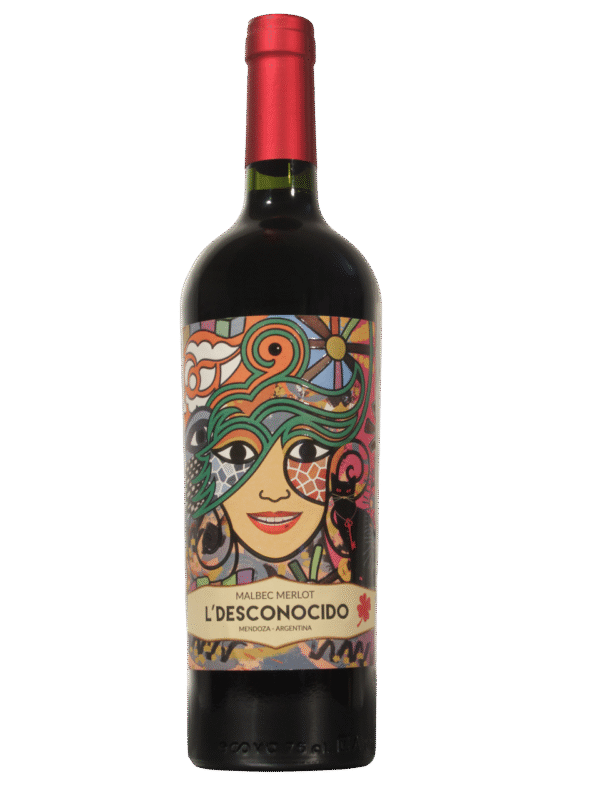 Desconocido Blend Malbec - Merlot Frente Botella de L´Desconocido Blend Malbec Merlot de L´Desconocido vista frontal