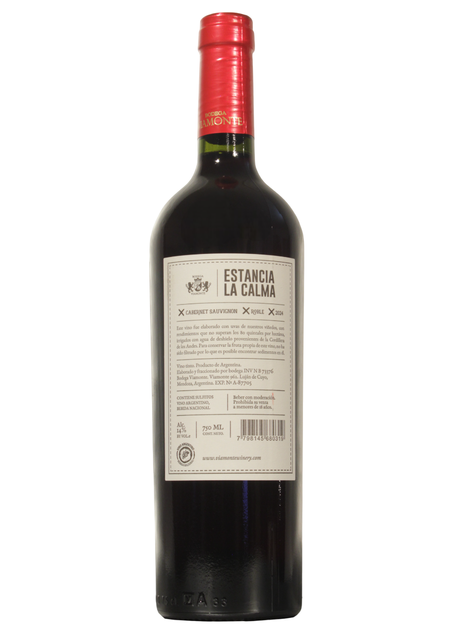 Estancia La Calma Cabernet Sauvignon Dorso Botella de Estancia La Calma Cabernet Sauvignon Roble vista dorso
