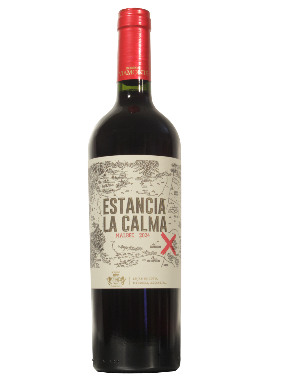 Botella de Estancia La Calma Malbec Roble de Bodega Viamonte vista frontal