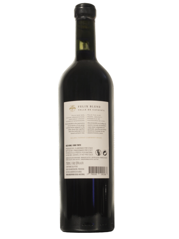 Felix Blend Dorso Botella de Felix Blend Vino Tinto de Inculto S.A. dorso