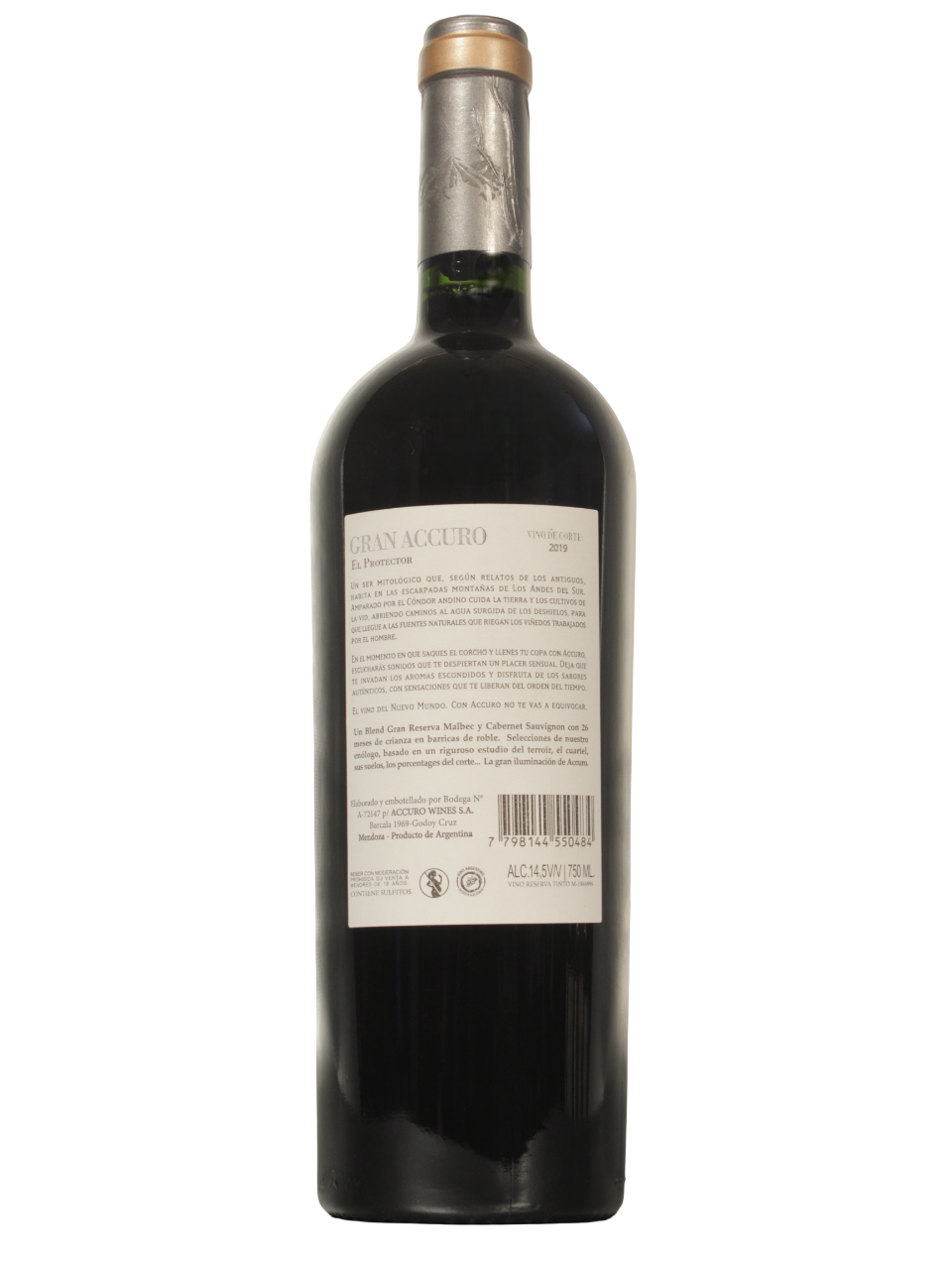 Gran Accuro Blend Dorso Botella de GRAN ACCURO Blend de ACCURO WINES S.A. vista dorso