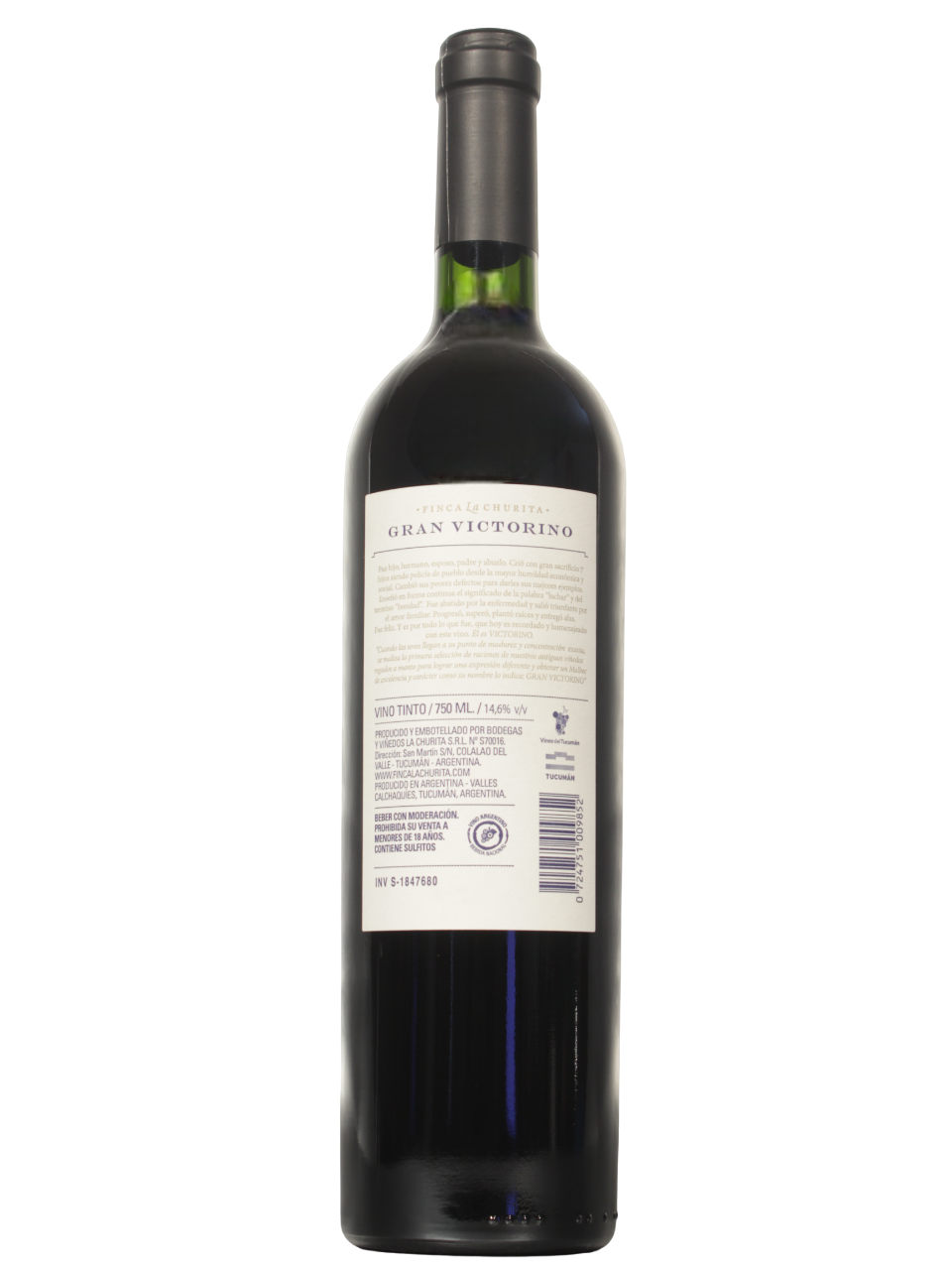 Gran Victorino Blend Dorso Botella de Gran Victorino Blend de Bodega Finca La Churita vista dorso