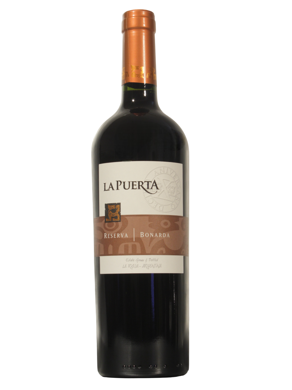 Botella de La Puerta Bonarda Reserva de Valle de la Puerta S.A. vista frontal