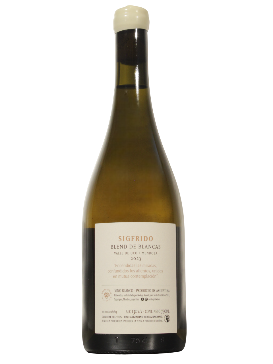 Sigfrido Blend de Blancas Dorso Botella de Sigfrido Blend de Blancas de Santo Grial Wines vista dorso