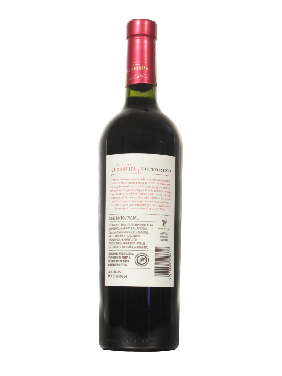 Victorino Malbec Dorso Botella de Victorino Malbec de Finca La Churita vista dorso