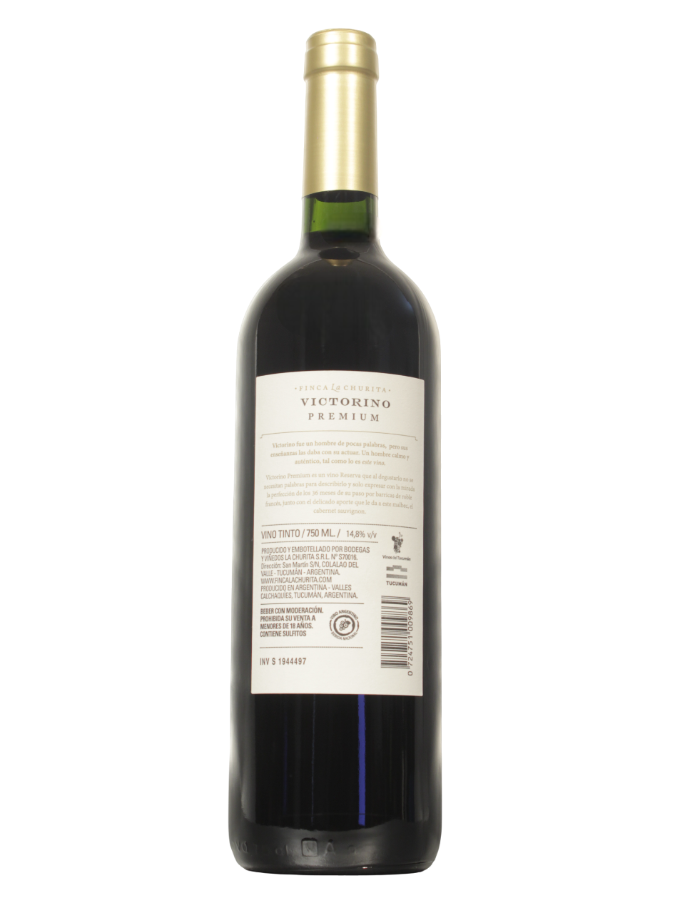 Victorino Premium Blend Dorso Botella de Victorino Premium Blend de Victorino vista dorso