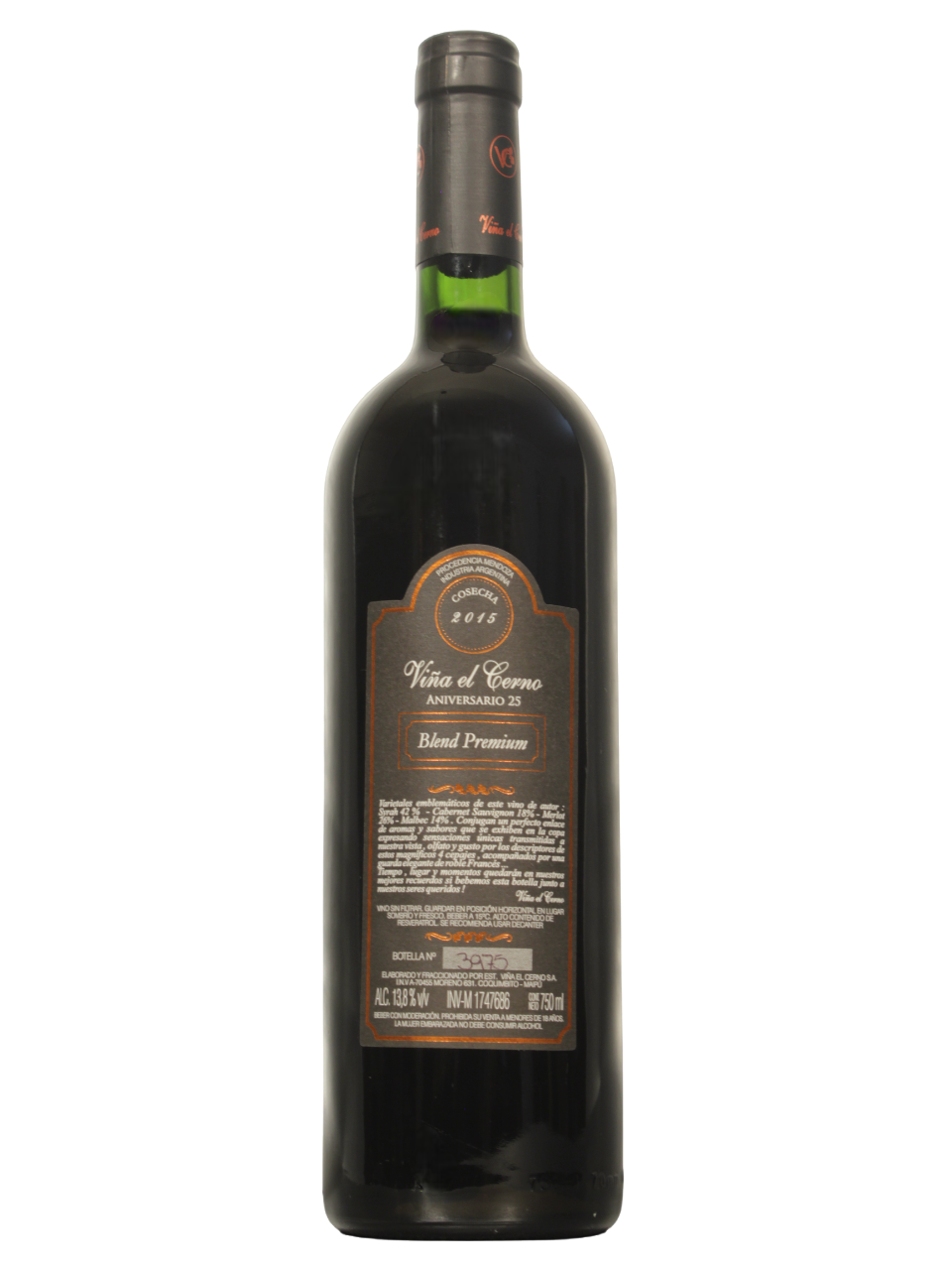 Viña el Cerno Aniversario 25 Blend Dorso Viña el Cerno Aniversario 25 Blend Dorso