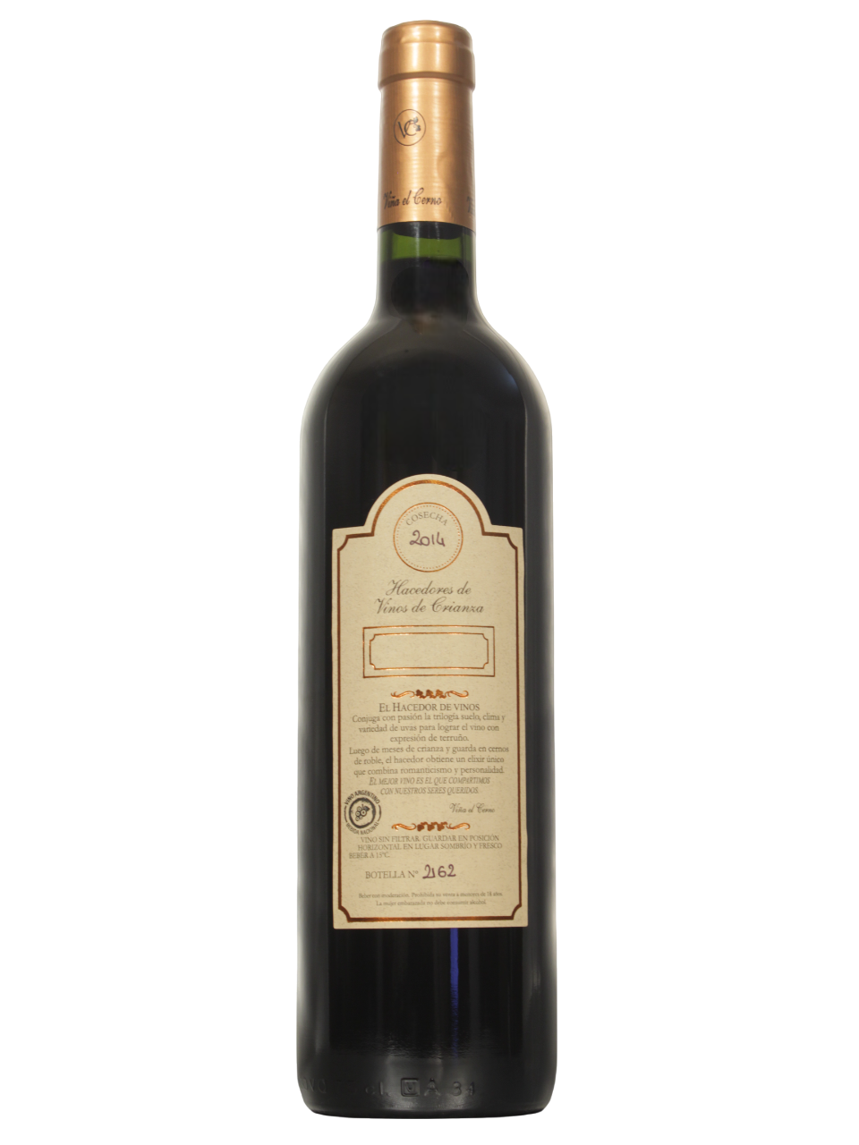 Viña el Cerno Syrah Dorso Botella de Viña el Cerno Syrah vista dorso