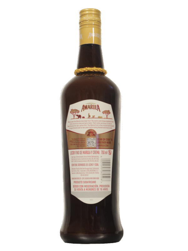 Amarula Dorso Amarula Licor de Crema botella dorso ingredientes