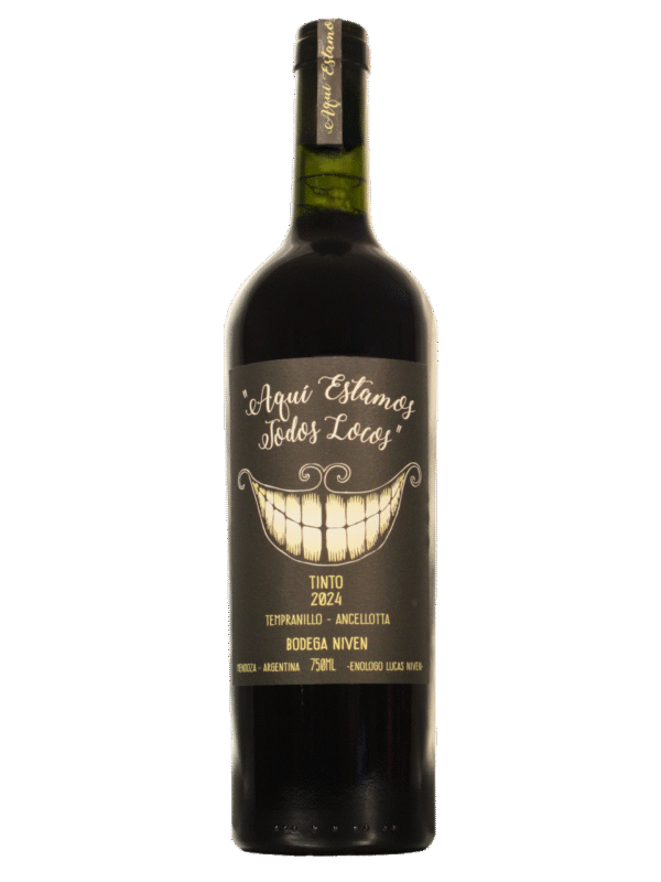 Aqui Estamos Todos Locos Blend Frente : Aqui Estamos Todos Locos Blend Tinto Botella Frente