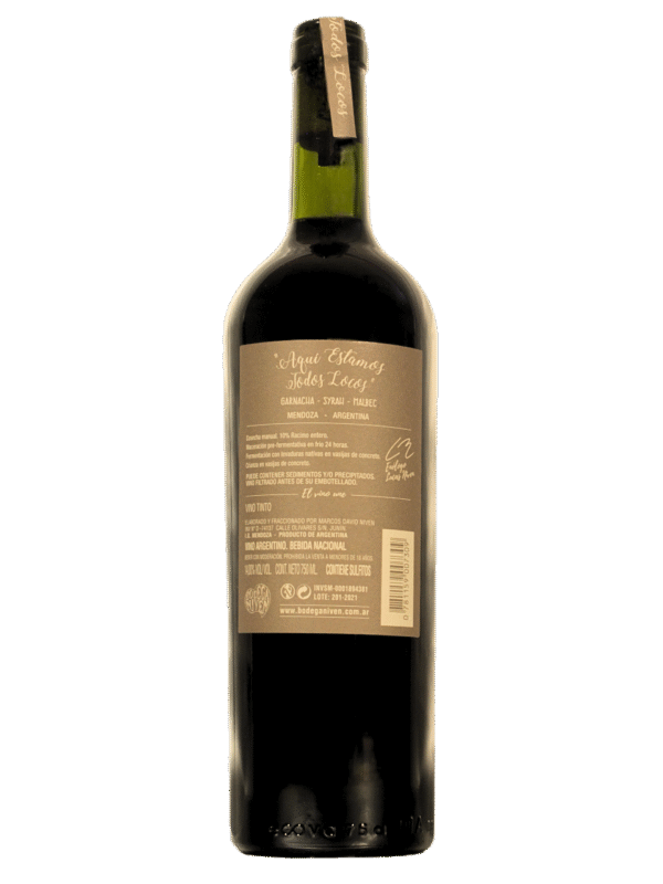 Aqui Estamos Todos Locos GSM Blend Dorso Aqui Estamos Todos Locos GSM Blend Vino Tinto Dorso