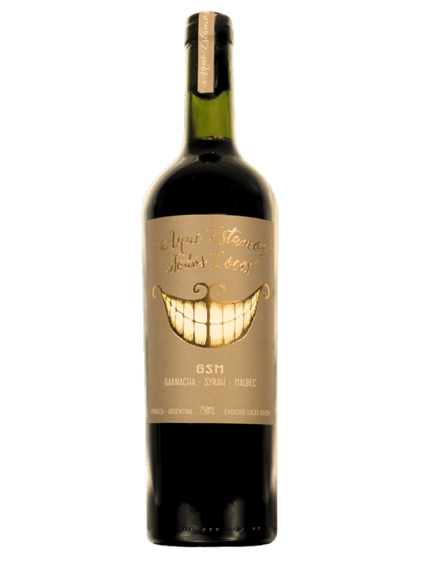 Aqui Estamos Todos Locos GSM Blend Frente Aqui Estamos Todos Locos GSM Blend Vino Tinto Frente