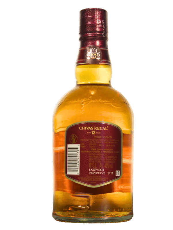 Chivas Regal 12 Años Estuche Botella Dorso Chivas Regal 12 Años botella dorso