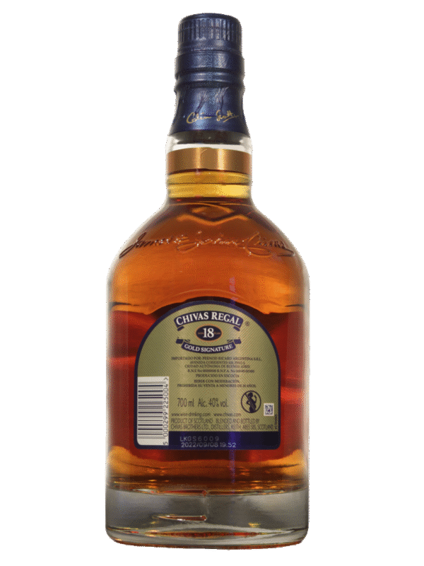 Chivas Regal 18 Botella Dorso Chivas Regal 18 Años Gold Signature botella dorso