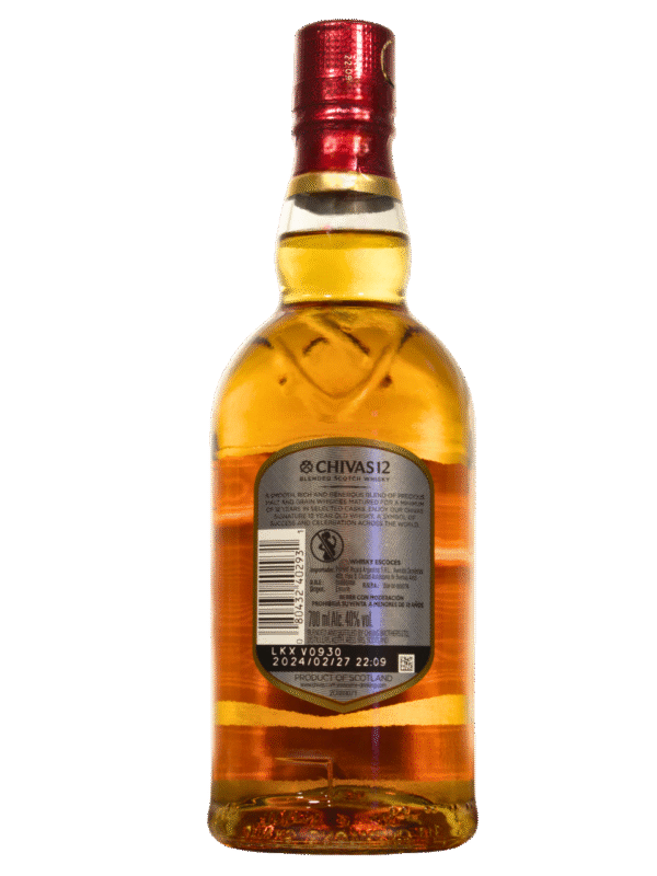 Chivas Regal Dorso Chivas Regal 12 Años botella dorso
