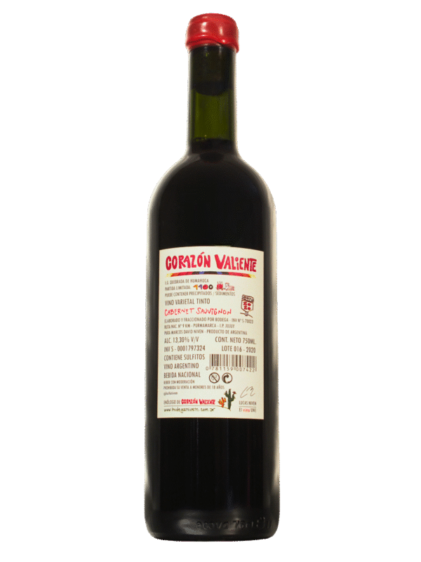 Corazon Valiente Cabernet Sauvignon Dorso Corazón Valiente Cabernet Sauvignon Botella Dorso