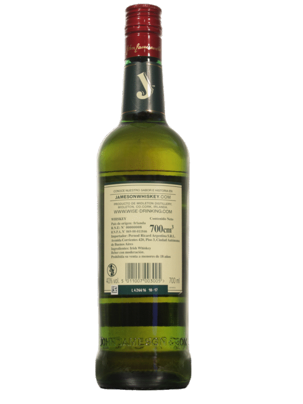 Jameson Irish Whiskey Dorso Jameson Irish Whiskey Dorso