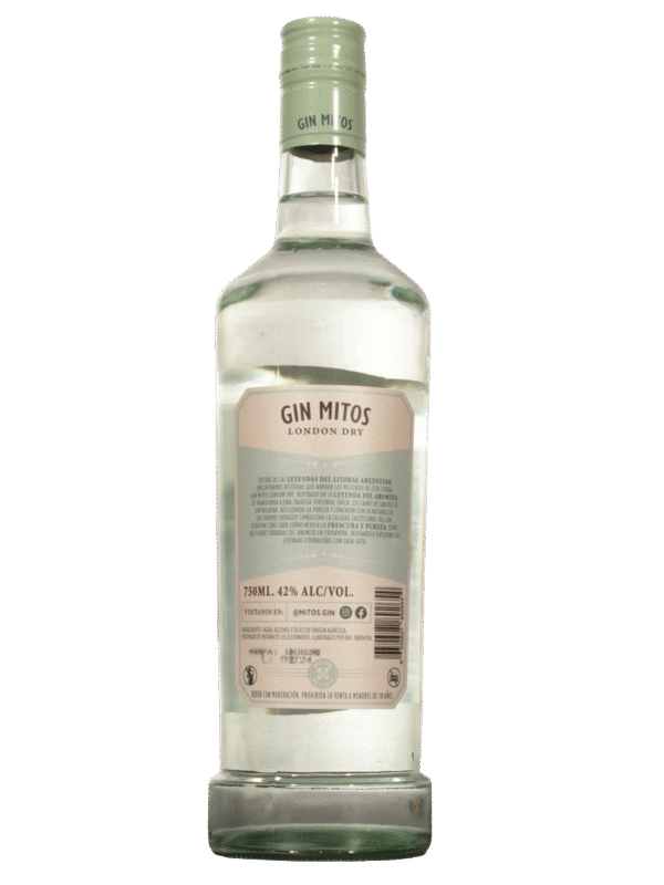 MItos London Dry Gin Dorso Mitos London Dry Gin Artesanal dorso botella