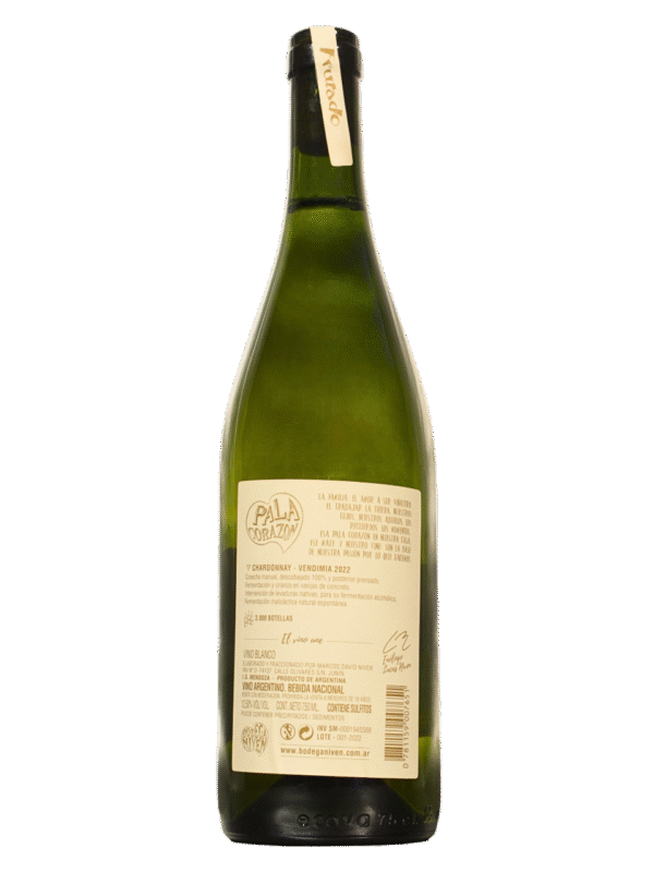 Pala Corazón Chardonnay Vino Blanco Dorso