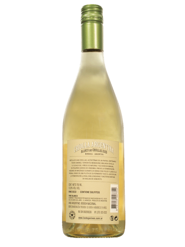 Pala Corazon Criolla Argentina Blanco Dorso Criolla Argentina Blanco de Criollas Vino Blanco Dorso