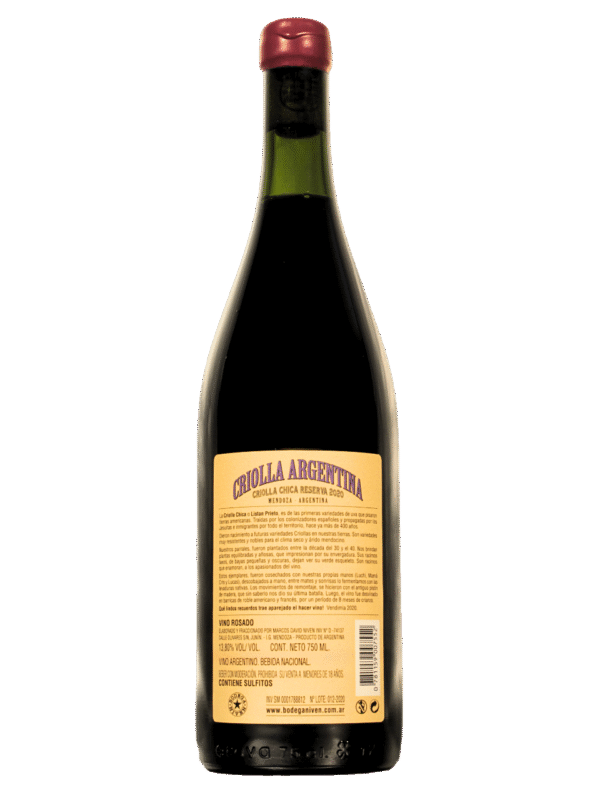 Pala Corazon Criolla Chica Reserva Dorso Criolla Argentina Criolla Chica Reserva Vino Rosado Dorso