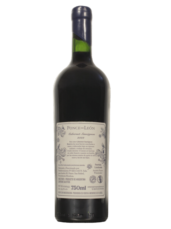 Ponce de Leon Cabernet Sauvignon Dorso Ponce de León Cabernet Sauvignon Reserva botella dorso